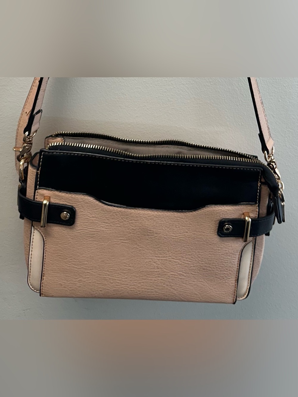 Poppy & Peonies Crossbody Bag in Pink & Black